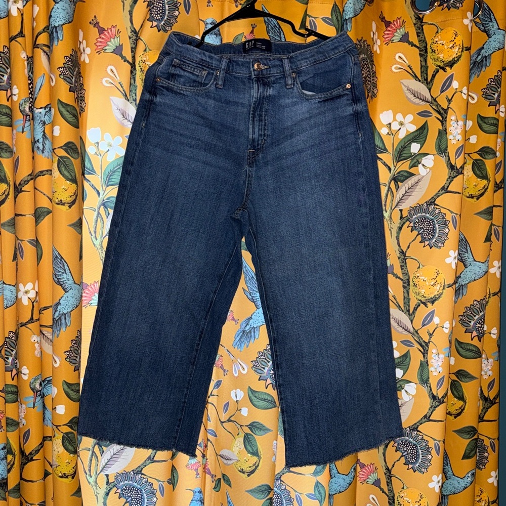 GAP Dark Blue Cropped Wide Leg Jeans